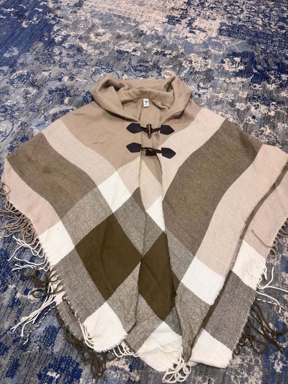 Accessory St Plaid Hooded Poncho One Size